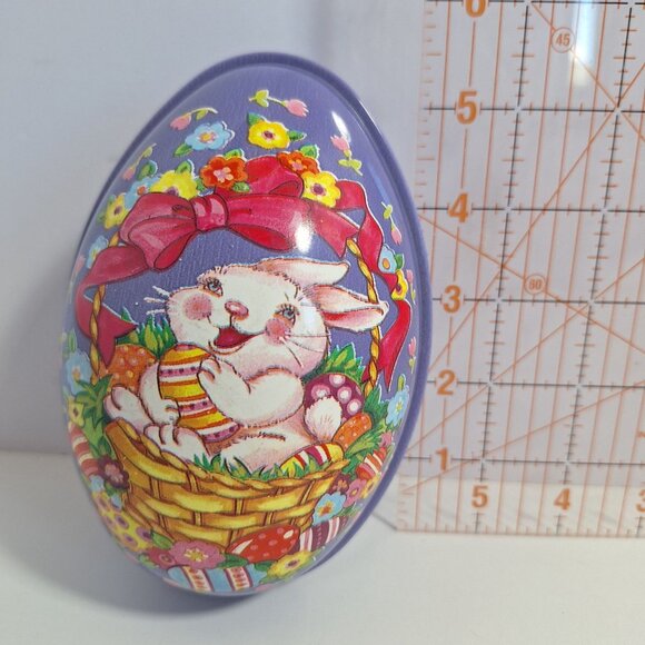 Easter Bunny Egg Basket Flowers Purple 5.5" Plastic Blow Mold Ullman Co - Picture 4 of 13